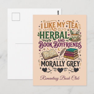 Moreel grijze boekenminnaar kruidenthee boekenclub briefkaart