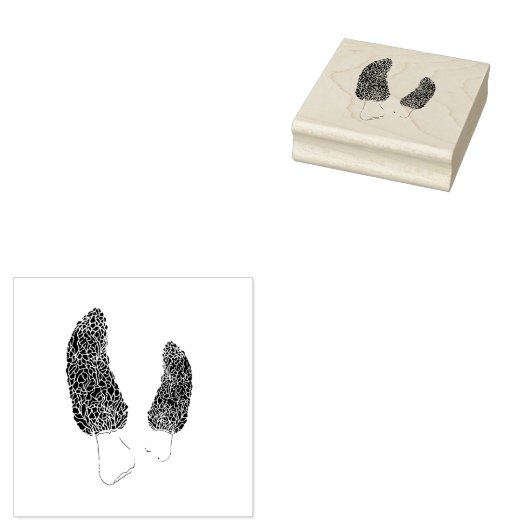 Morel Mushroom Drawing Rubberstempel (Gestempeld)