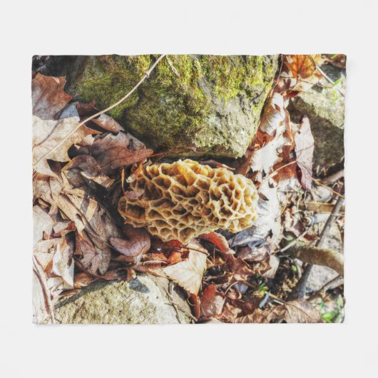 Morel paddenstoel in het wild fleece deken (Voorkant (Horizontaal))