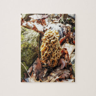 Morel paddenstoel in het wild legpuzzel