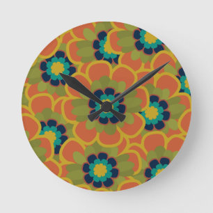 Morelia Flowers Retro Floral Pattern Ronde Klok