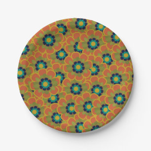 Morelia Retro  Floral Pattern Burnt Oranje Papieren Bordje