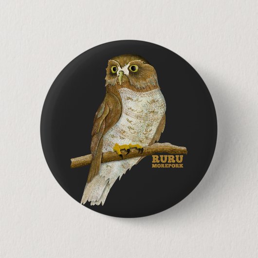 Morepork Ruru Nieuw-Zeeland Vogel Ronde Button 5,7 Cm (Voorkant)