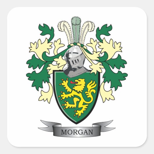 Morgan Family Crest Coat of Arms Vierkante Sticker (Voorkant)