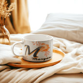  Morgan name Mug &golden flower.Letter M-writ u na