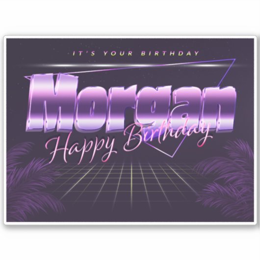 Morgan Name Vorname lila retro Sticker Geburtstag (Voorkant)