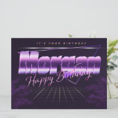 Morgan Nom Prénom carte rétro lilas pour anniversa (Debout devant)