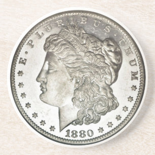 Morgan Silver Dollar Afbeelding op Drink Onderzett Zandsteen Onderzetter