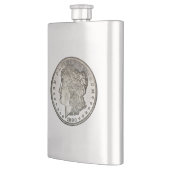 Morgan Silver Dollar Afbeelding op fles Heupfles (Links)