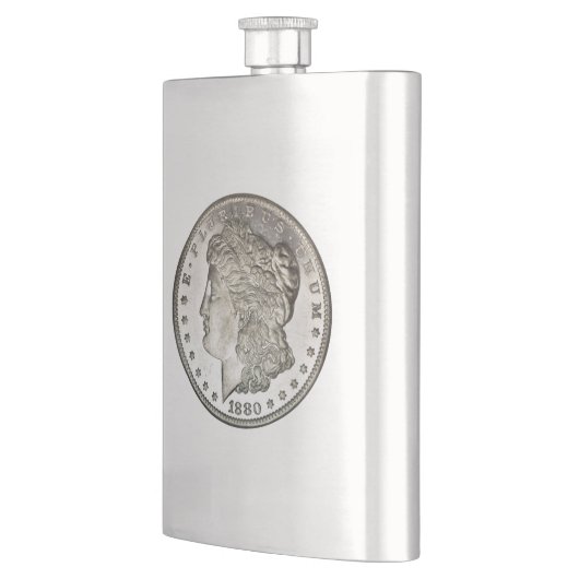 Morgan Silver Dollar Afbeelding op fles Heupfles (Links)