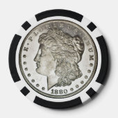 Morgan Silver Dollar Afbeelding op Poker Chips (Achterkant)