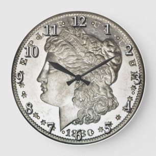 Morgan Silver Dollar Clock met cijfers Grote Klok