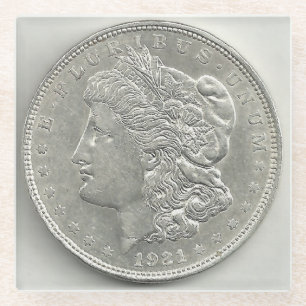 Morgan Silver Dollar uit 1921 Glazen Onderzetter