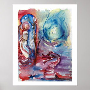 MORGANA / Magie en Mysterie ,Roze Blau Fantasie Poster