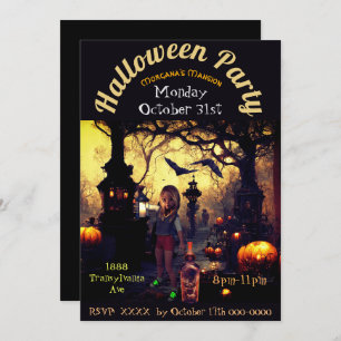 Morgana's Mansion Halloween Custom Invite Kaart