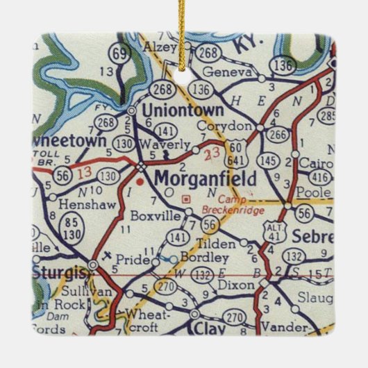 Morganfield KY  Map Keramisch Ornament (Achterkant)