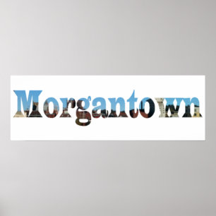 Morgantown WV Lettres coupées Word Skyline Affiche
