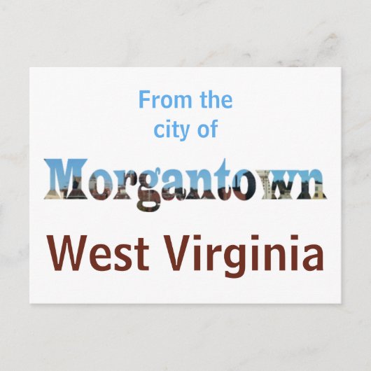 Morgantown WV Skyline Word Knipsel Briefkaarten (Voorkant)
