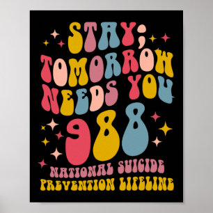 Morgen heeft u 988 Mental Health Awareness nodig Poster