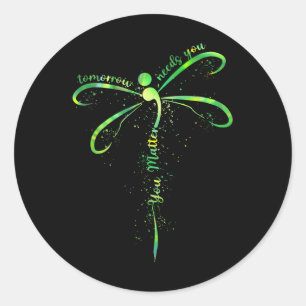 Morgen moet je je bewust worden van je geestelijke ronde sticker