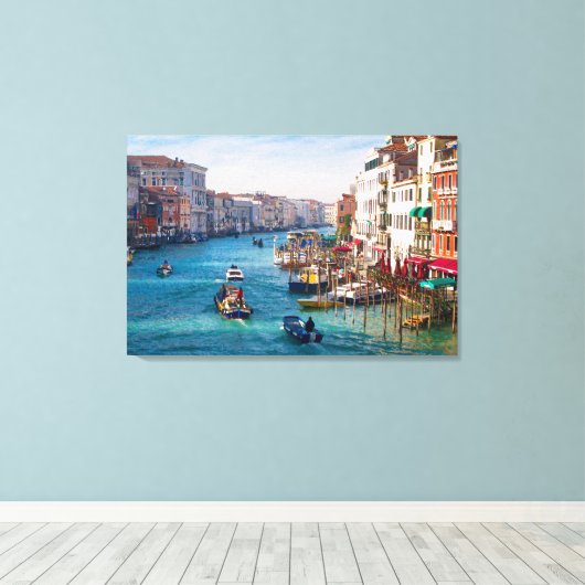 MORGEN OP DE GRAND CANAL Stretched Canvas Print (Insitu (Houten vloer))