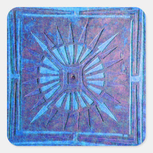 MORGEN STAR, blauw, paars Vierkante Sticker