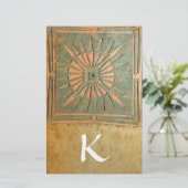 MORGEN STAR MONOGRAM, groen, bruin geel wit Briefpapier (Staand voorkant)