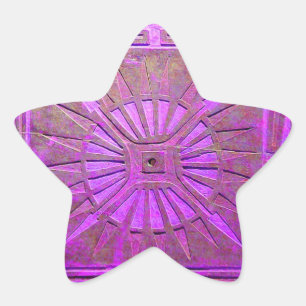 MORGEN STAR MONOGRAM, roze violet, paars Ster Sticker
