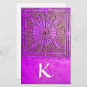 MORGEN STAR MONOGRAM, violet paars wit Briefpapier (Voorkant / Achterkant)