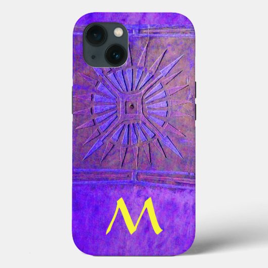 MORGEN STAR, Paars, Violet Yellow Monogram Hoesje- Case-Mate iPhone Case (Achterkant)