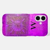 MORGEN STAR Paars zwart monogram Case-Mate iPhone Case (Achterkant (horizontaal))