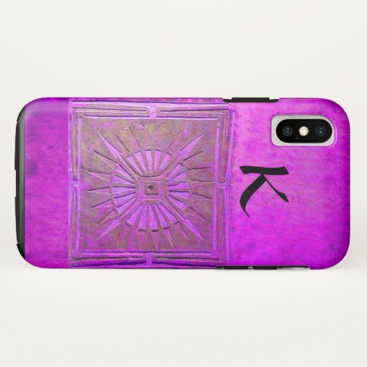 MORGEN STAR, Paars, zwart, monogram Case-Mate iPhone Case (Achterkant (horizontaal))