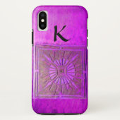 MORGEN STAR, Paars, zwart, monogram Case-Mate iPhone Case (Achterkant)
