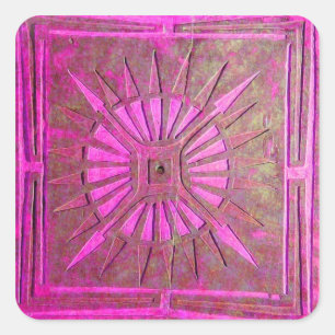 MORGEN STAR, roze violet, paars, fuchsia Vierkante Sticker