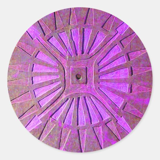 MORGEN STAR, roze violet, paars Ronde Sticker (Voorkant)