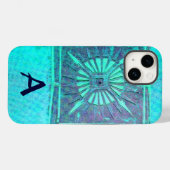 MORGEN STAR Turquoise Aqua BlueTeal Monogram Case-Mate iPhone Case (Achterkant (horizontaal))