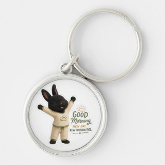 Morgen Stretch Schattige Zwarte Rex Konijn Sticker Sleutelhanger