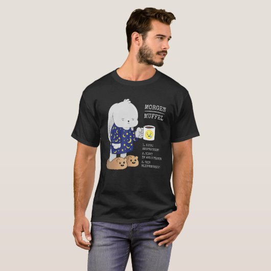 Morgenmuffel Rabbit Coffee Tired Late Sleeper Pyja T-shirt (Voorkant volledig)