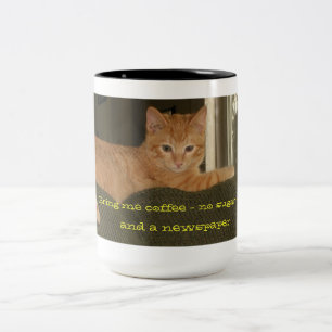 Morgens met de grote kattenkat-Mok Tweekleurige Koffiemok