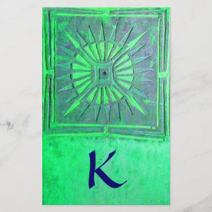 MORGENSTER MONOGRAM, groen blauw Briefpapier