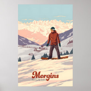 Morgins Suisse Affiche de voyage snowboard