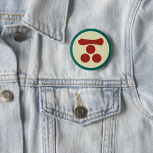 Mori Mon Japanse samurai clan kleuren Ronde Button 5,7 Cm