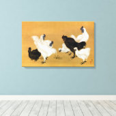 Mori Sosen Silkies Chickens Canvas Afdruk (Insitu (Houten vloer))