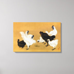 Mori Sosen Silkies Chickens Canvas Afdruk