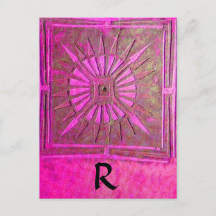 MORING STAR Pink, Fuchsia Black, Monogram Briefkaart