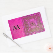 MORING STAR Pink, Fuchsia Black, Monogram Rechthoekige Sticker (Envelop)