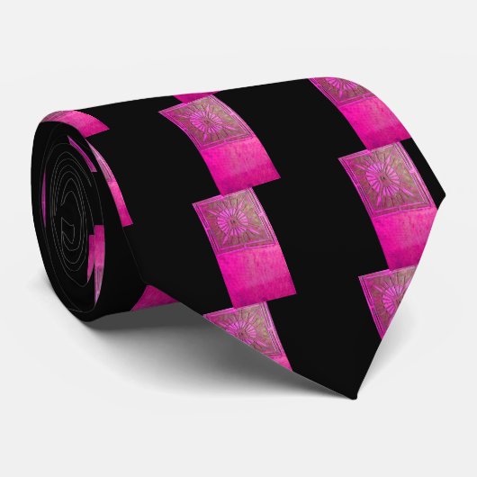 MORING STAR Pink, Fuchsia Black, Monogram Stropdas (Opgerold)