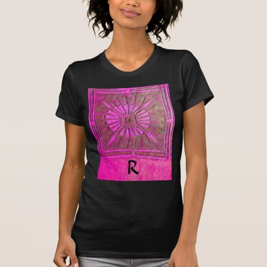 MORING STAR Pink, Fuchsia Black, Monogram T-shirt (Voorkant)