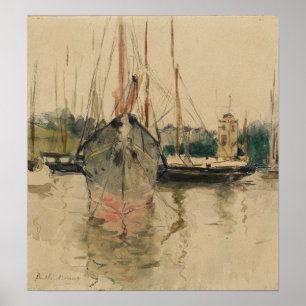 morisot - boten op het eiland Medina - wight  Poster