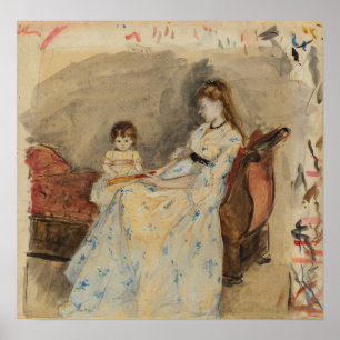 Morisot - Madame Pontillon dochter op een bank Poster